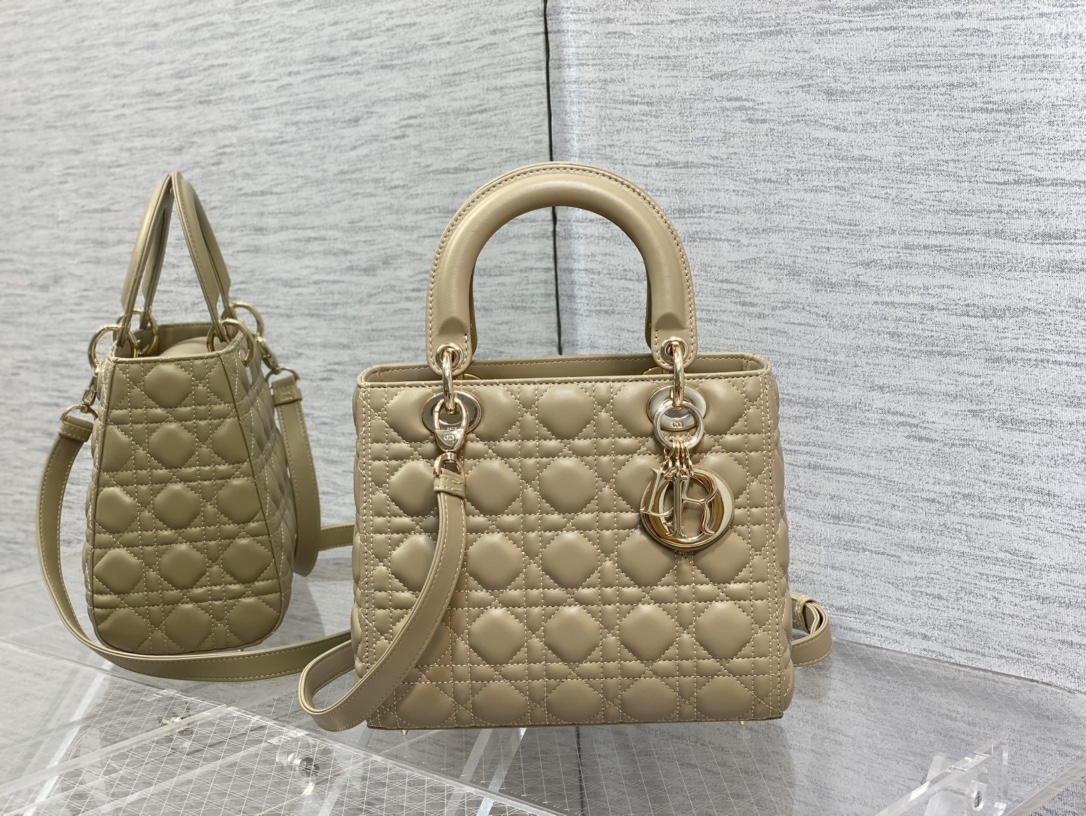 Medium Lady Dior Bag Sand-Colored Cannage Lambskin